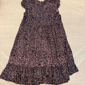 Black Ruffled Smocked Mini Leopard Sundress